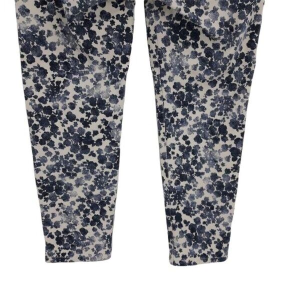 Michael Kors Izzy Skinny High Waisted Skinny‎ Crop Ankle Pants Blue Floral Sz 10 - Picture 10 of 13